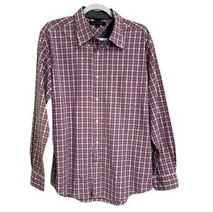 Tommy Hilfiger Plaid Shirt 100% Cotton Button Down Preppy Office Colorful Size L